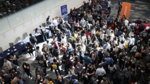 Image of a group of trade show attendees