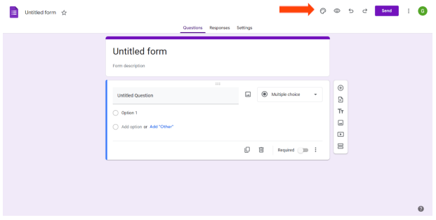 A screenshot of Google Forms when customizing images and font