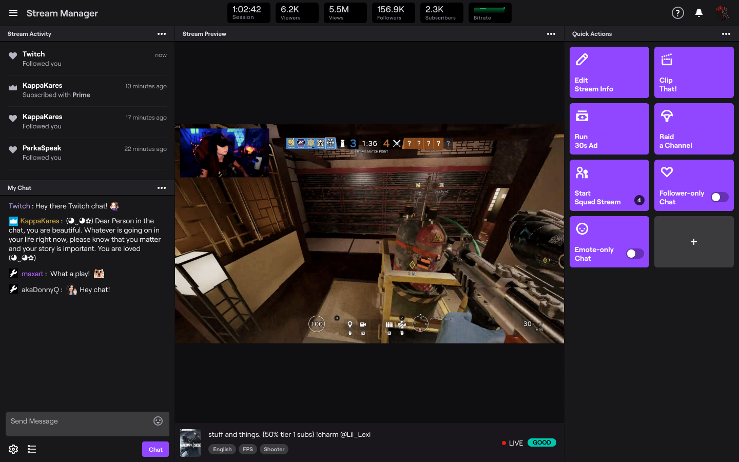 Screenshot of attendee view of Twitch live stream event