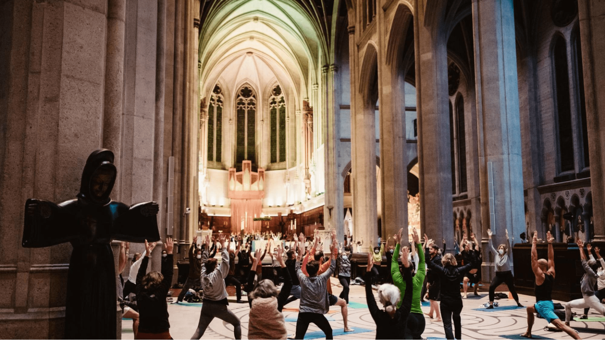 People at yoga event