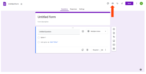 a screenshot of Google Forms when customizing images and font